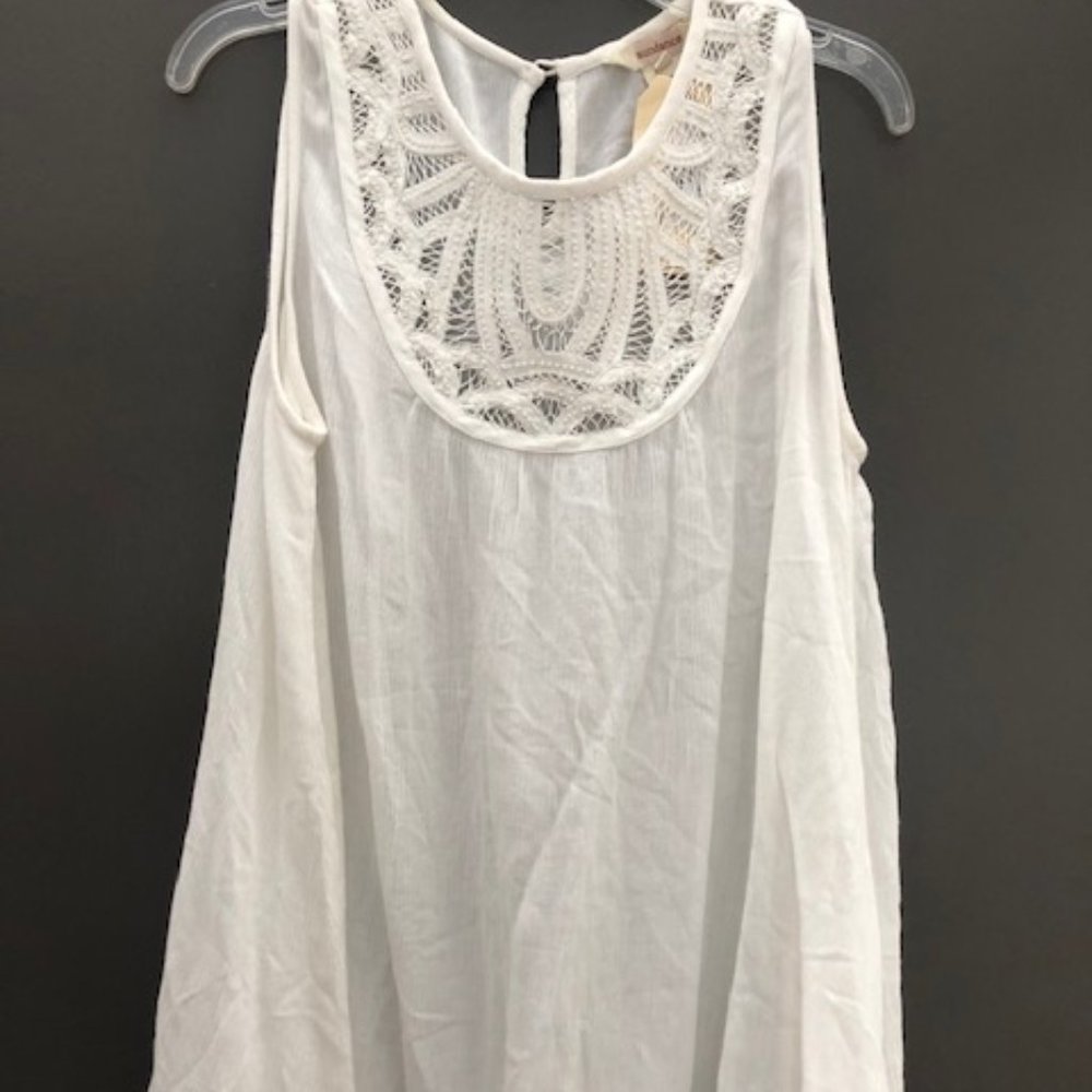 White sleeveless top with lace neckline. New with tags from Sundance.